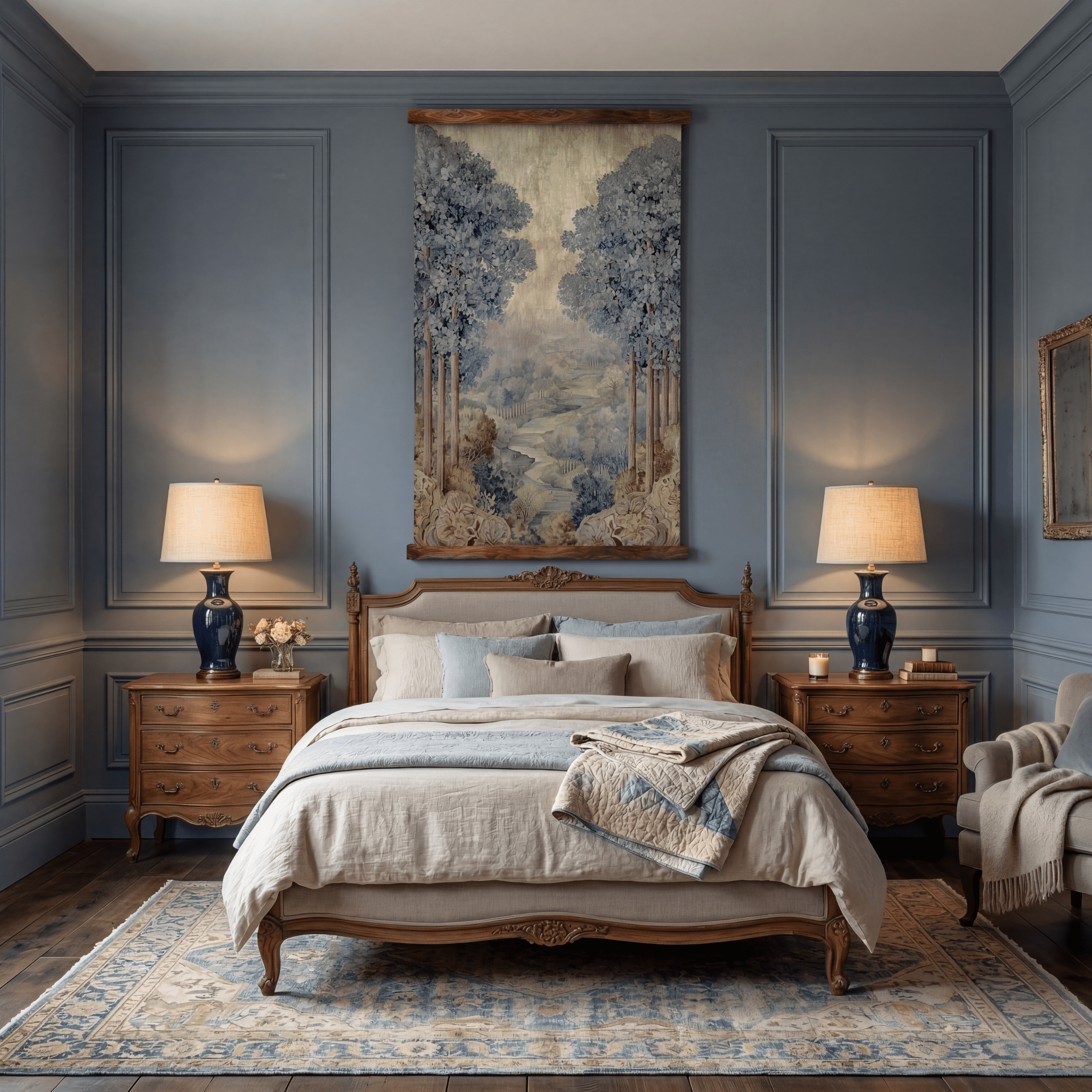 Blue Canopy Valley - Tapestry - Benton Lane Home - Painted Paper