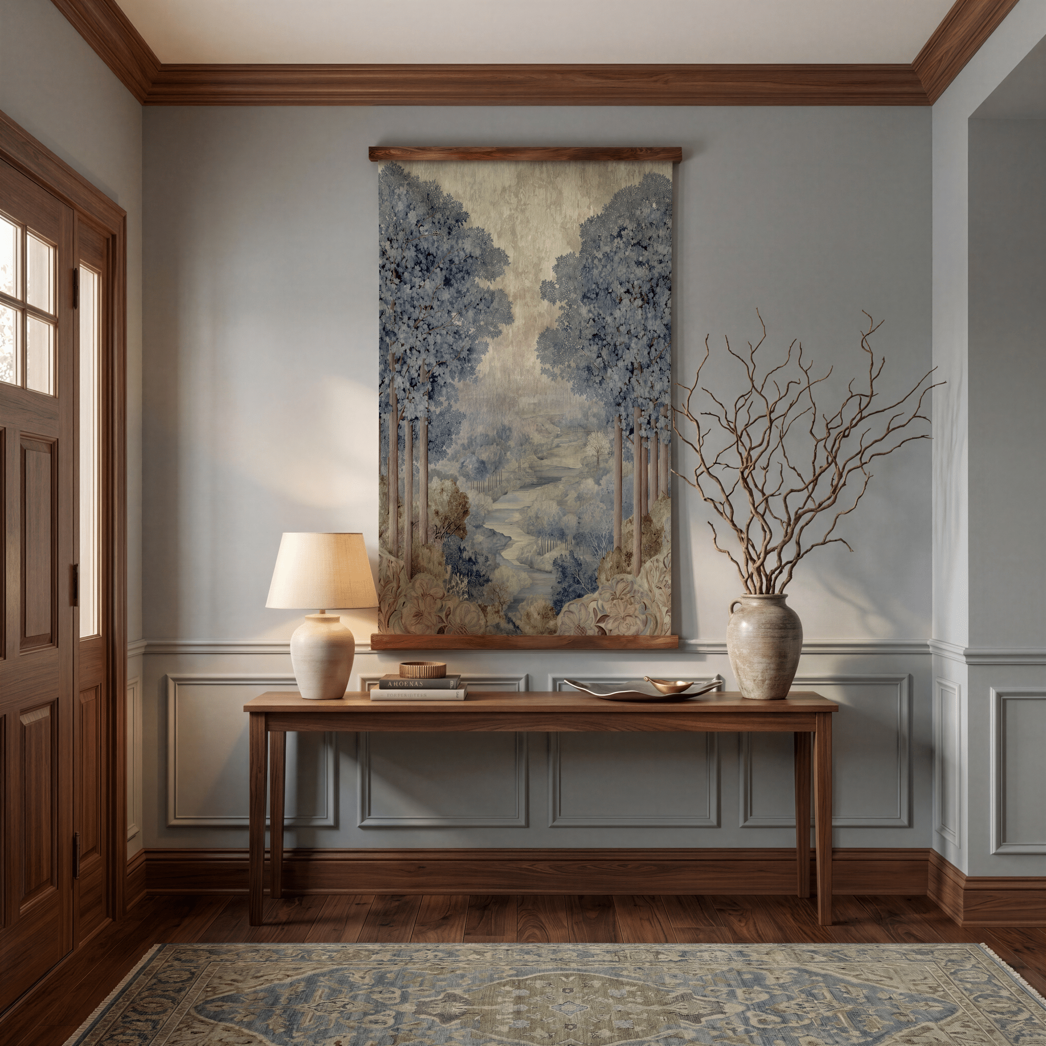 Blue Canopy Valley - Tapestry - Benton Lane Home - Painted Paper