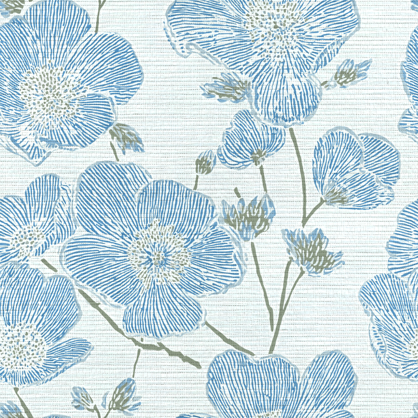 Blue Dresses Faux Grasscloth Wallpaper - Lemon Park