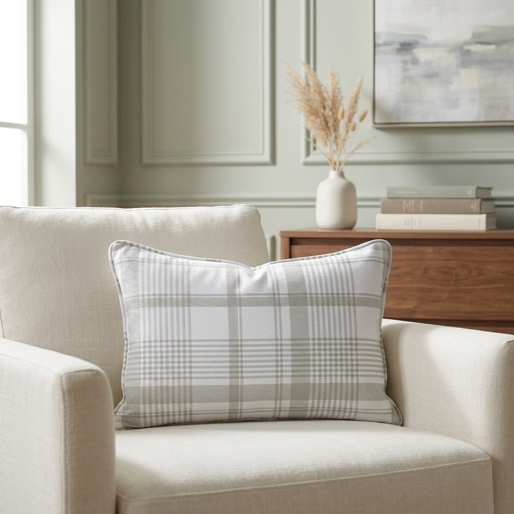 Blue Dresses Lemongrass Plaid Throw Pillow - Lemon Park