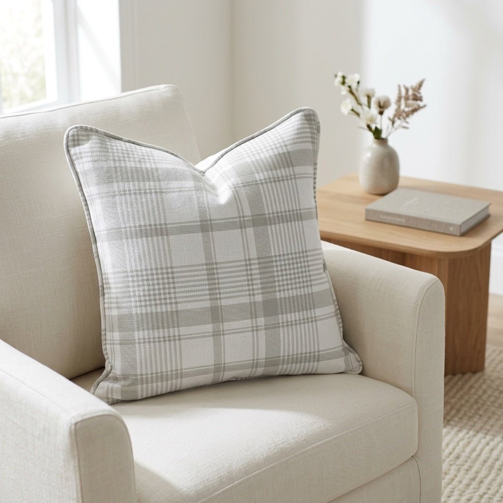 Blue Dresses Lemongrass Plaid Throw Pillow - Benton Lane Home - Lemon Park