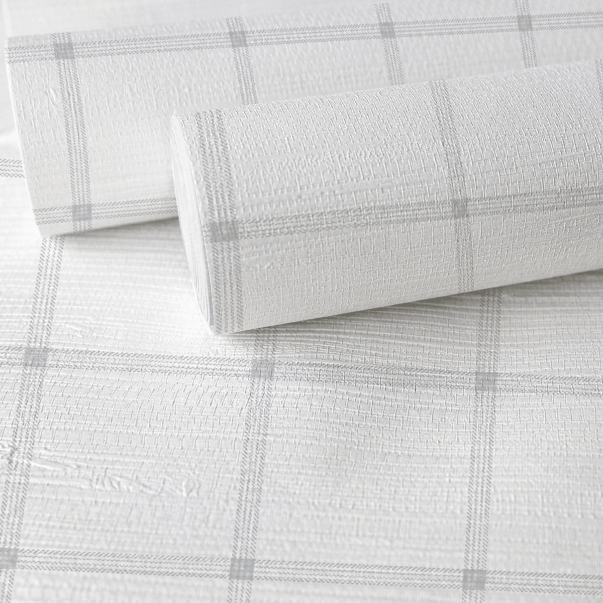 Blue Dresses Seashell Plaid Faux Grasscloth Wallpaper - Lemon Park