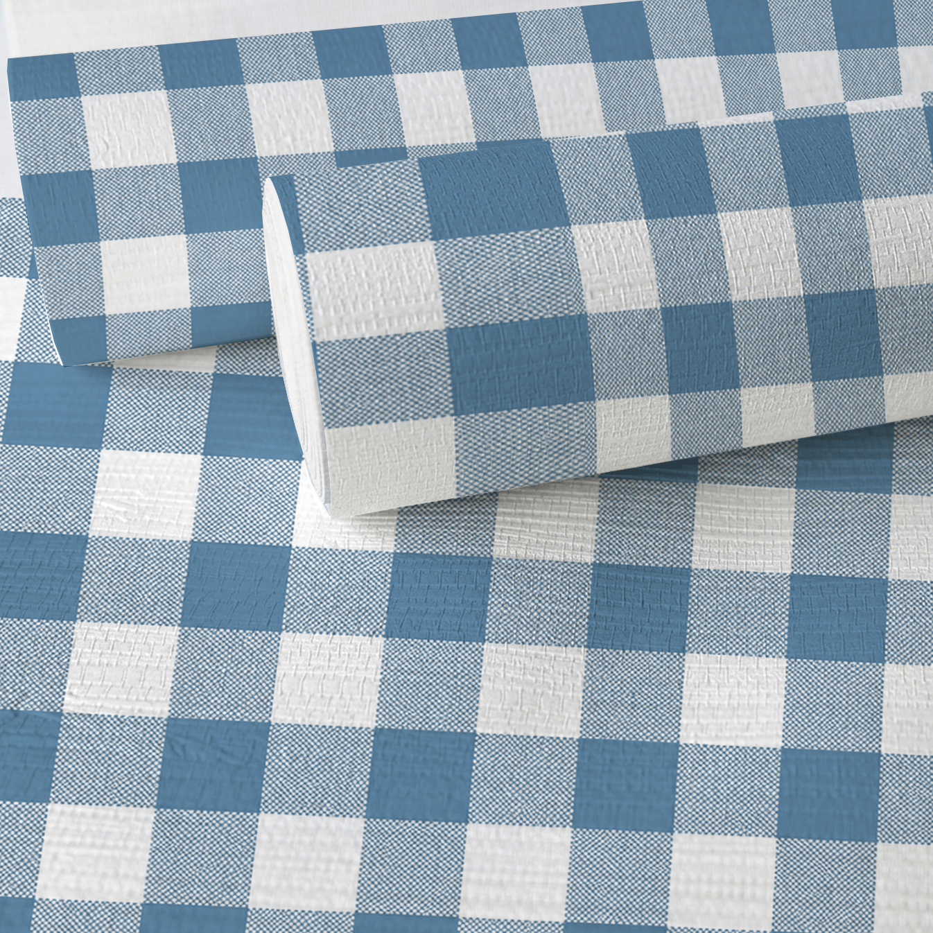 Blue Dresses Steel Blue Gingham Faux Grasscloth Wallpaper - Lemon Park