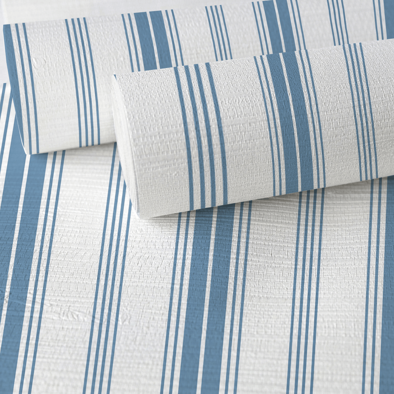 Blue Dresses Steel Blue Stripes Faux Grasscloth Wallpaper - Lemon Park
