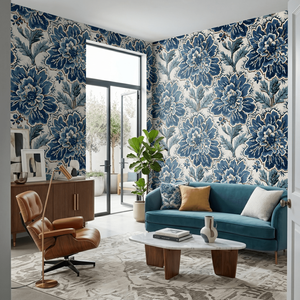 Blue Fleur Wallpaper - Benton Lane Home - Benton Lane