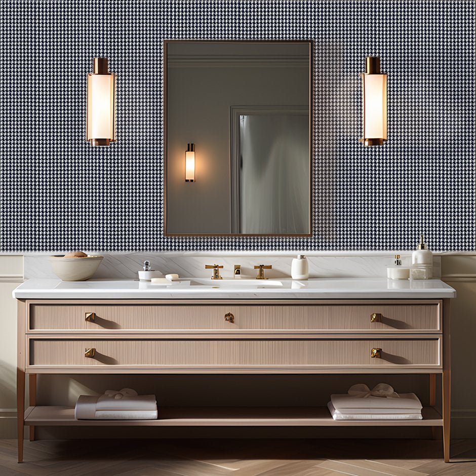 Blue Houndstooth Wallpaper - Benton Lane Home - Painted Paper