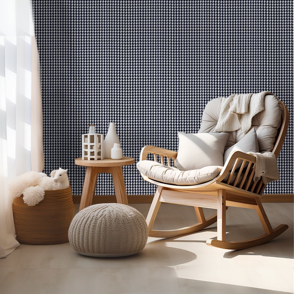 Blue Houndstooth Wallpaper - Benton Lane Home - Painted Paper