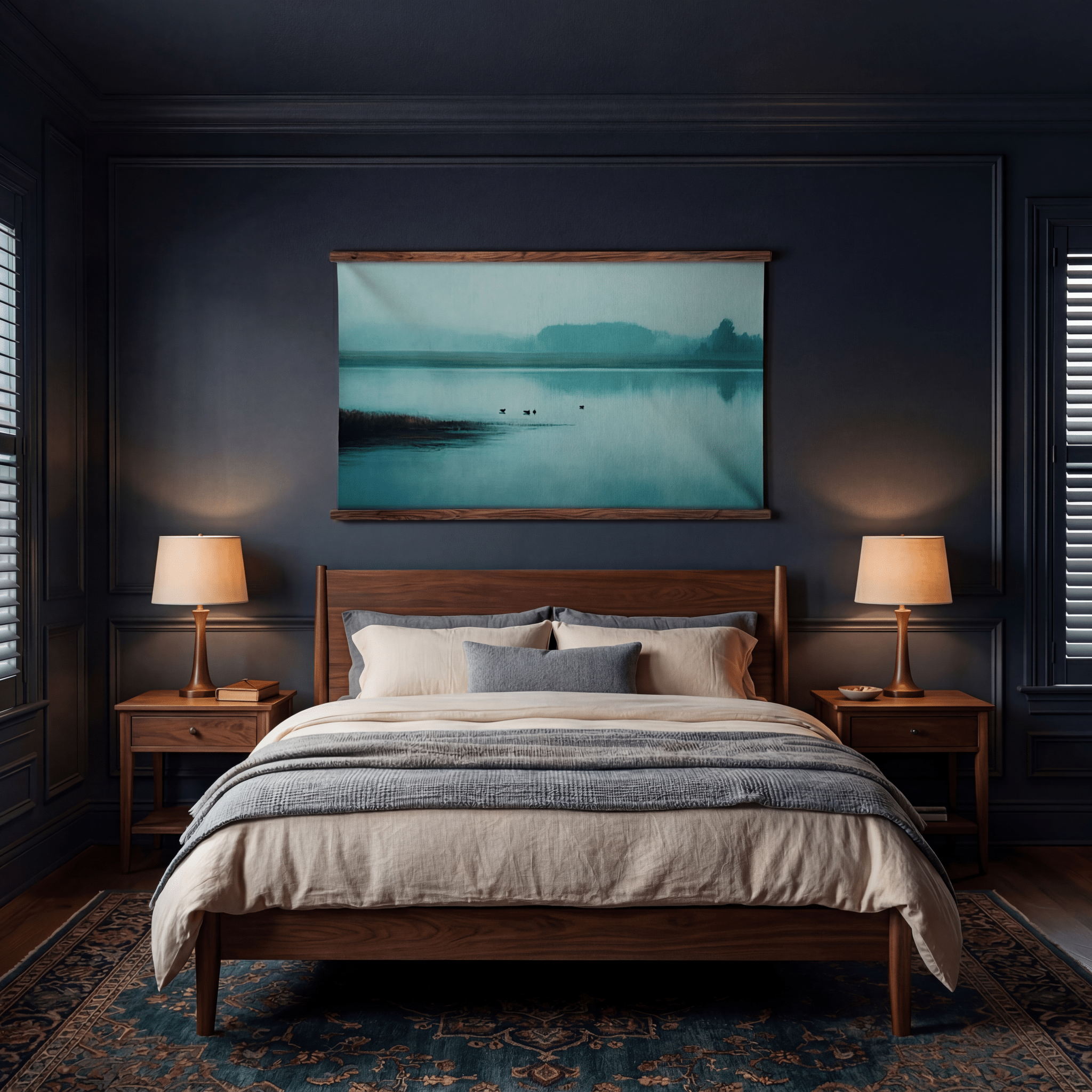 Blue Lakeside - Tapestry - Benton Lane Home - Painted Paper