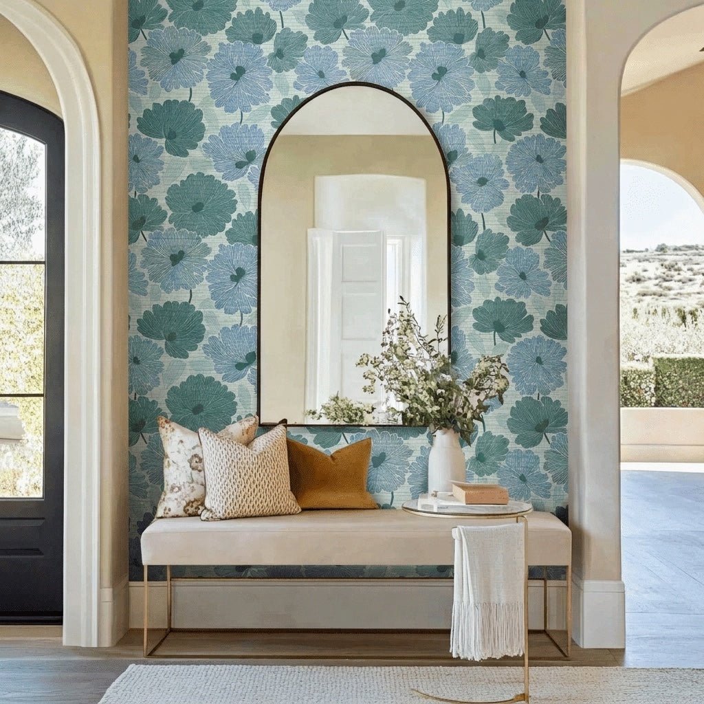 Blue My Robyn Faux Grasscloth Wallpaper - Lemon Park