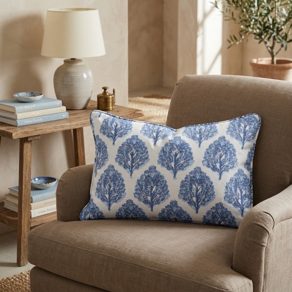 Blue Night Meadow Throw Pillow - Hillcroft Home