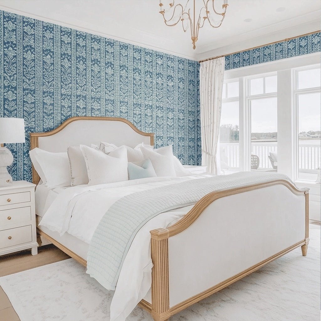 Blue Parlour Faux Grasscloth Wallpaper - Lemon Park