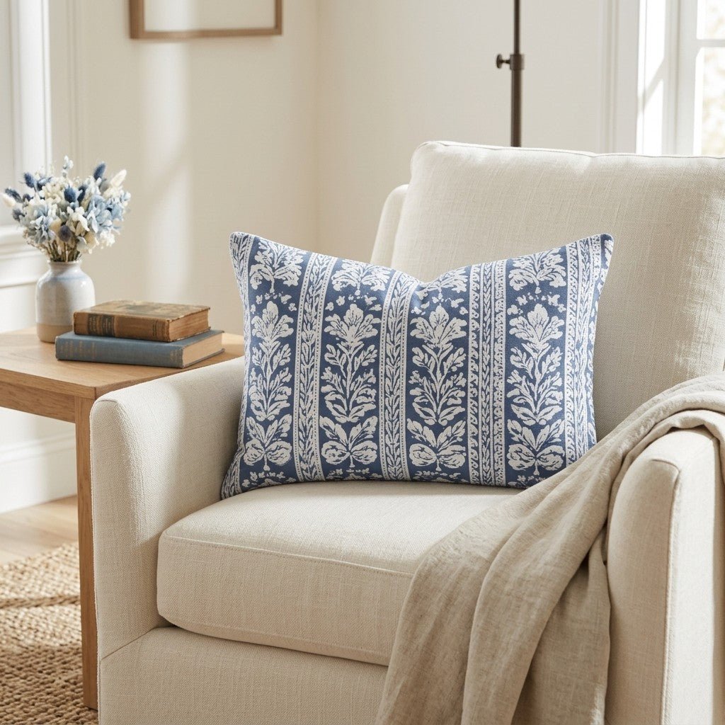 Blue Parlour Navy Throw Pillow - Benton Lane Home - Lemon Park