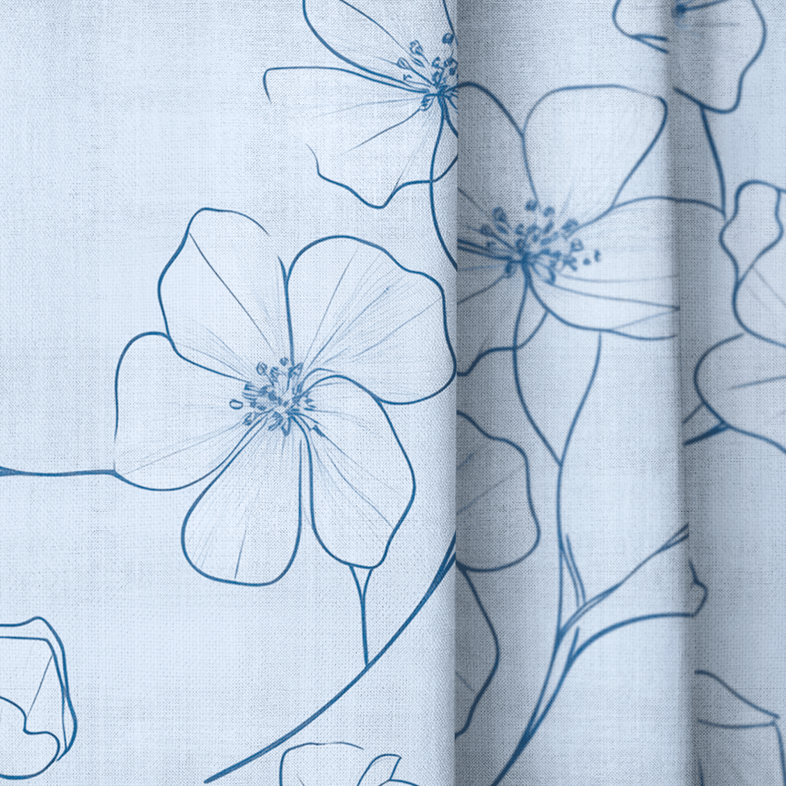 Blue Sketch - Drapery - Benton Lane Home - Lemon Park