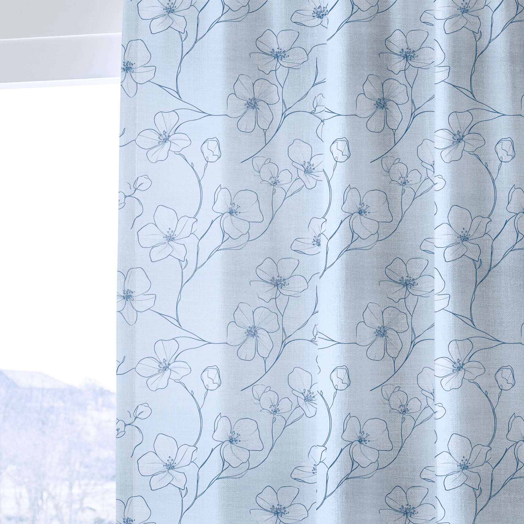 Blue Sketch - Drapery - Benton Lane Home - Lemon Park