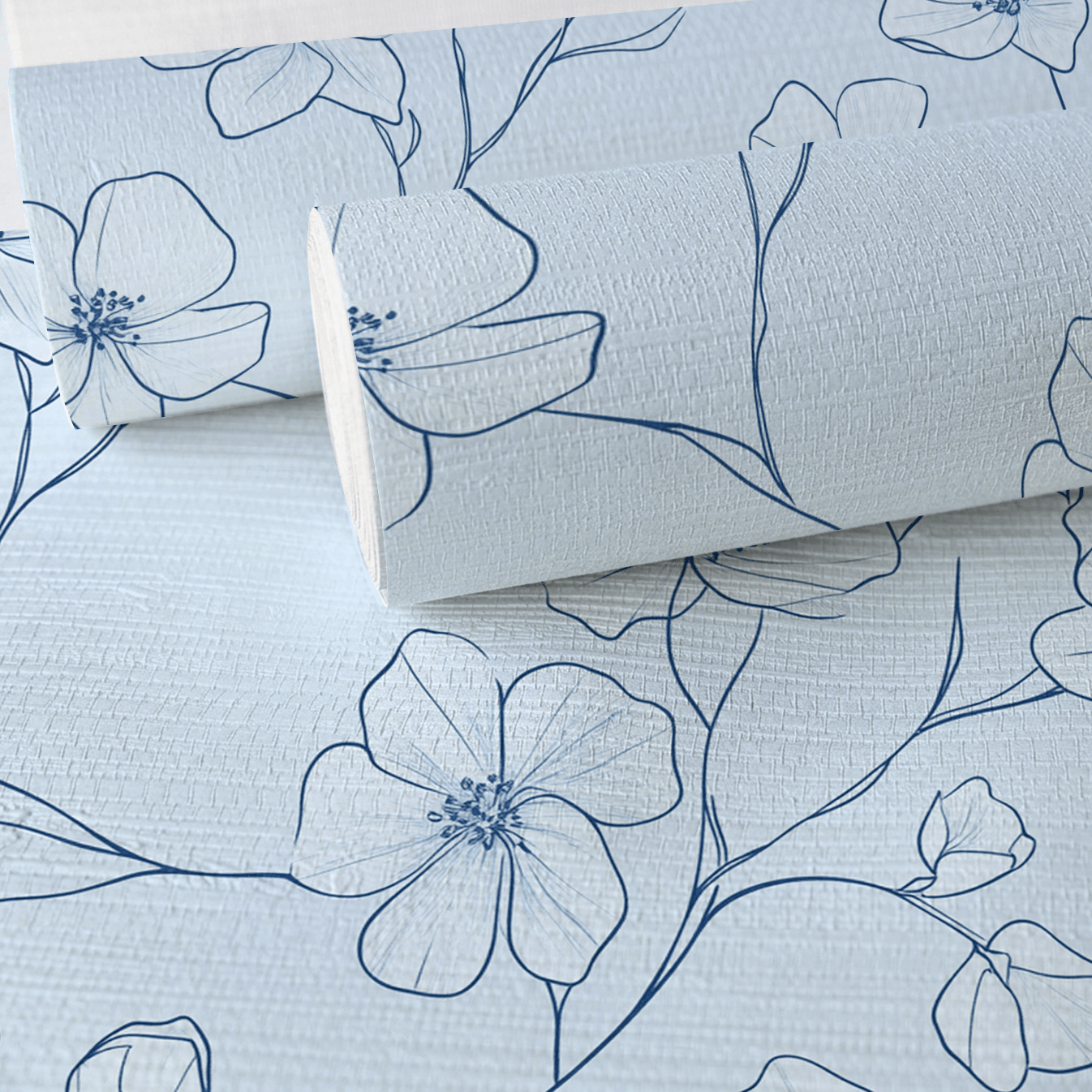 Blue Sketch Faux Grasscloth Wallpaper - Lemon Park