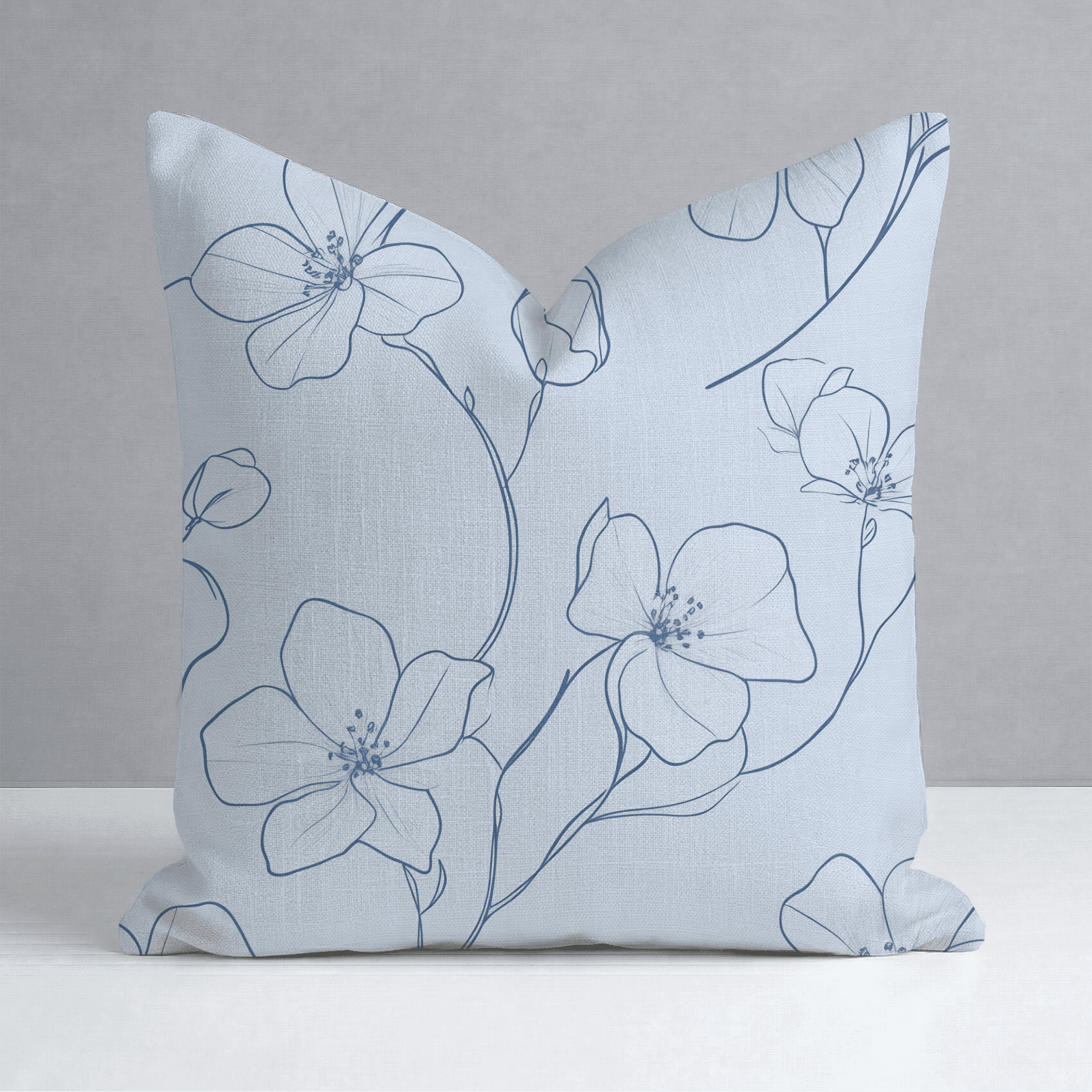 Blue Sketch Throw Pillow - Benton Lane Home - Lemon Park