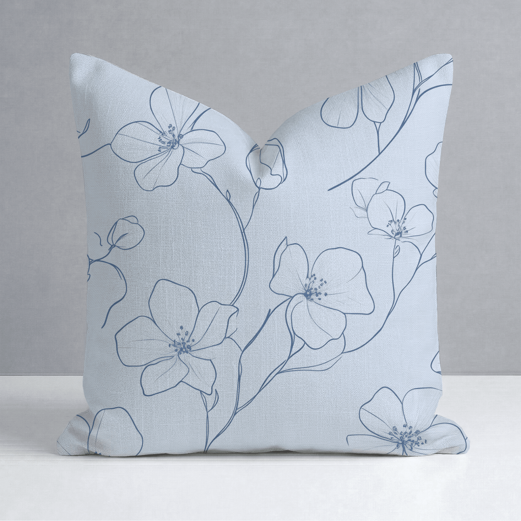Blue Sketch Throw Pillow - Benton Lane Home - Lemon Park