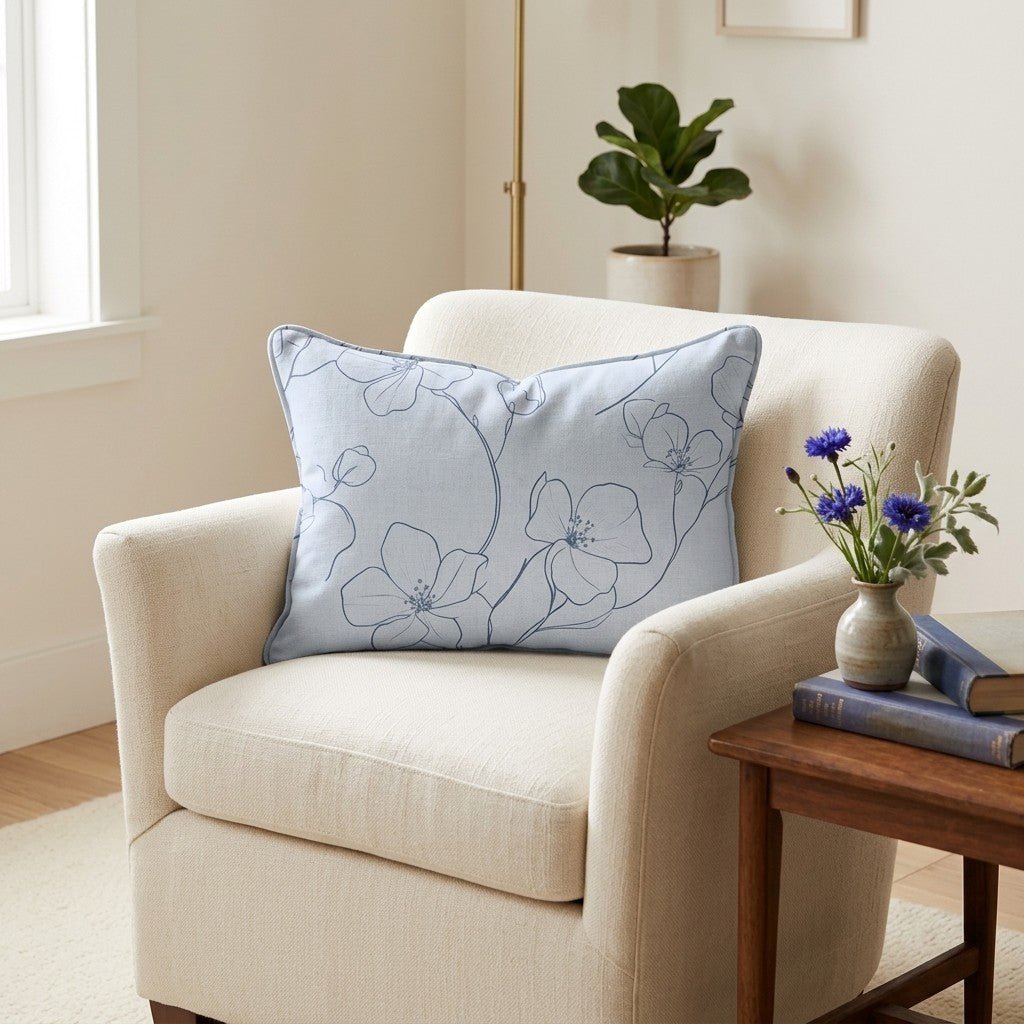 Blue Sketch Throw Pillow - Benton Lane Home - Lemon Park