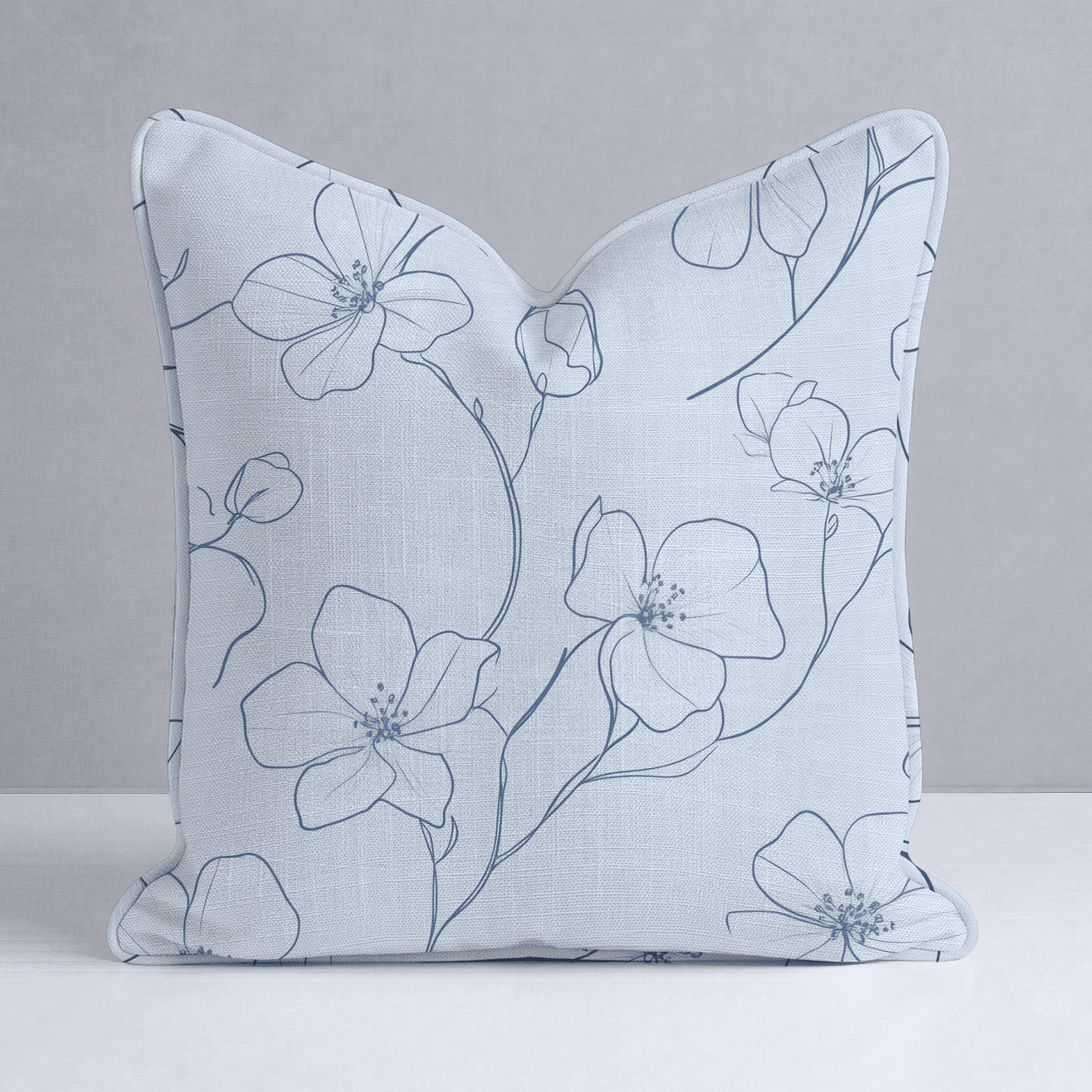 Blue Sketch Throw Pillow - Benton Lane Home - Lemon Park