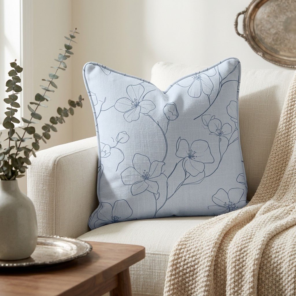 Blue Sketch Throw Pillow - Benton Lane Home - Lemon Park