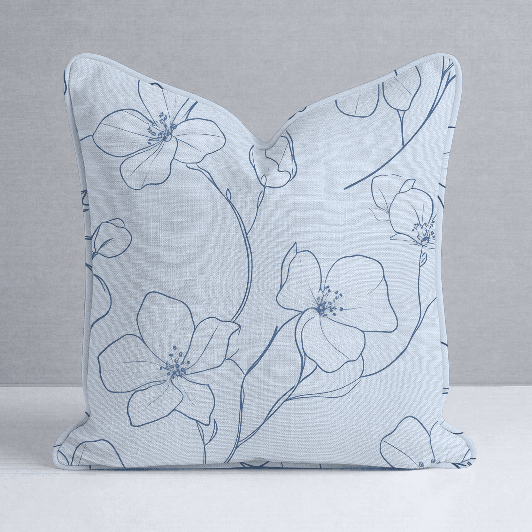 Blue Sketch Throw Pillow - Benton Lane Home - Lemon Park