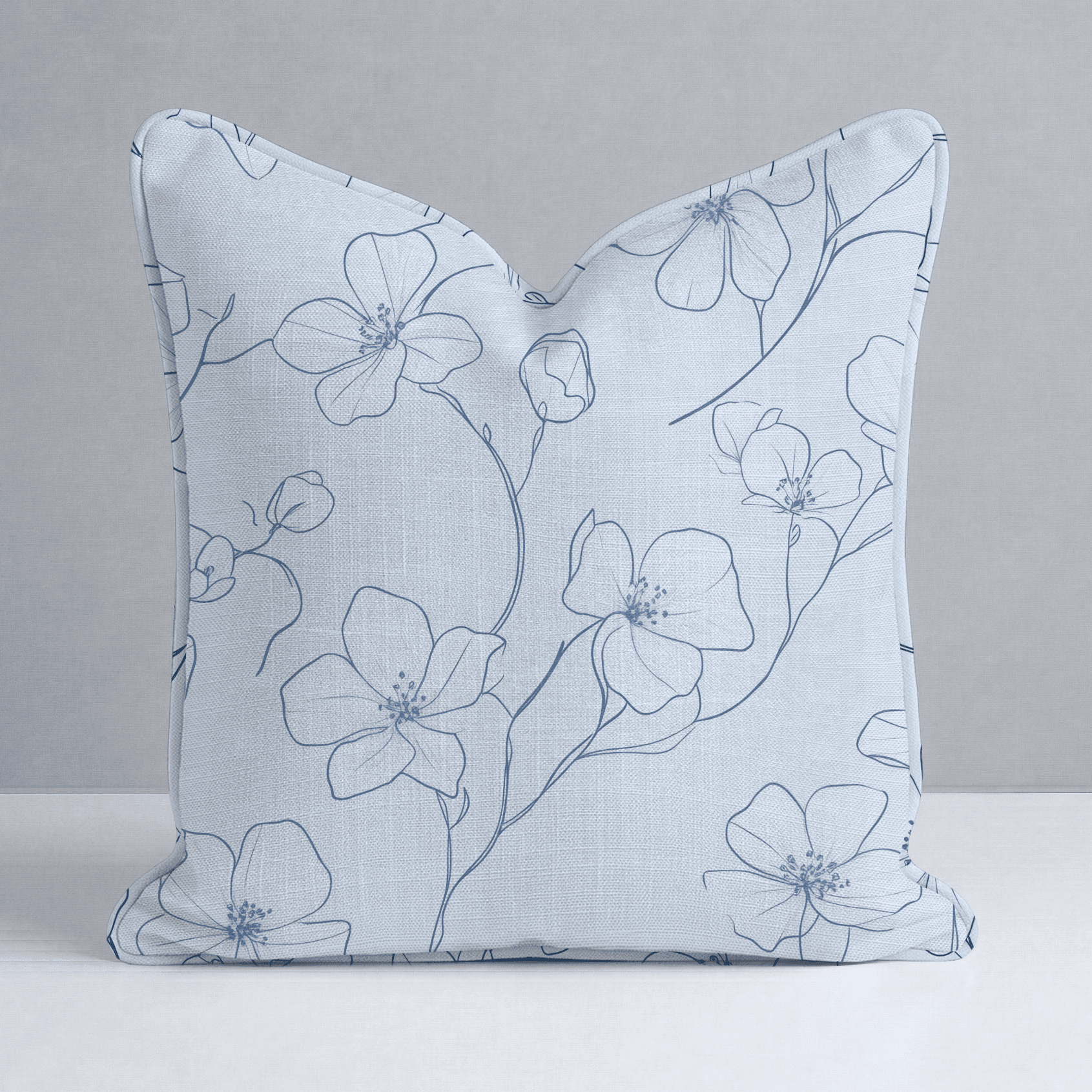 Blue Sketch Throw Pillow - Benton Lane Home - Lemon Park
