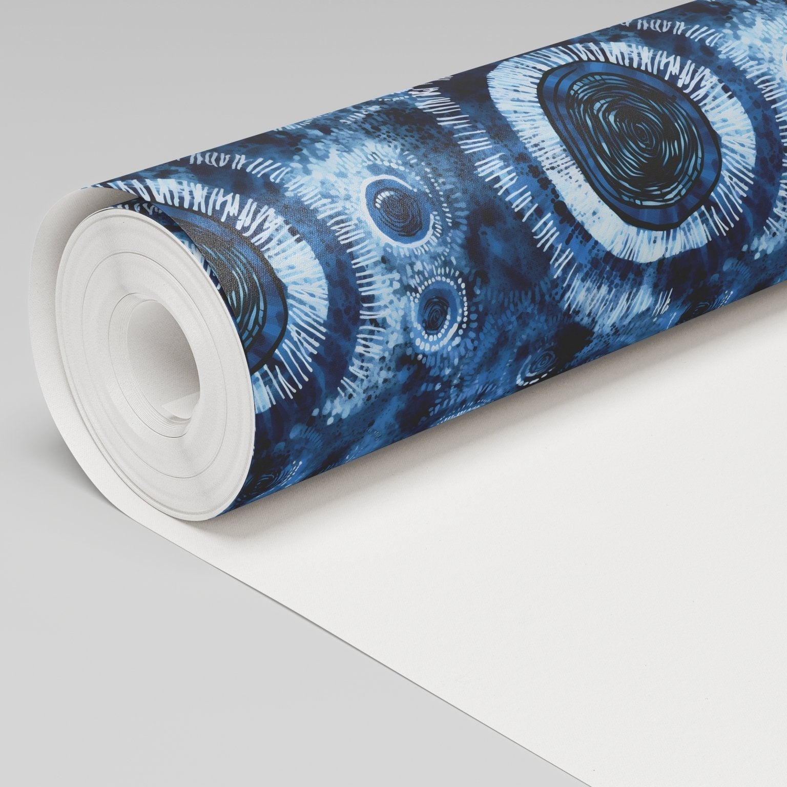 Blue Solar Swirl Wallpaper - Benton Lane Home - Painted Paper