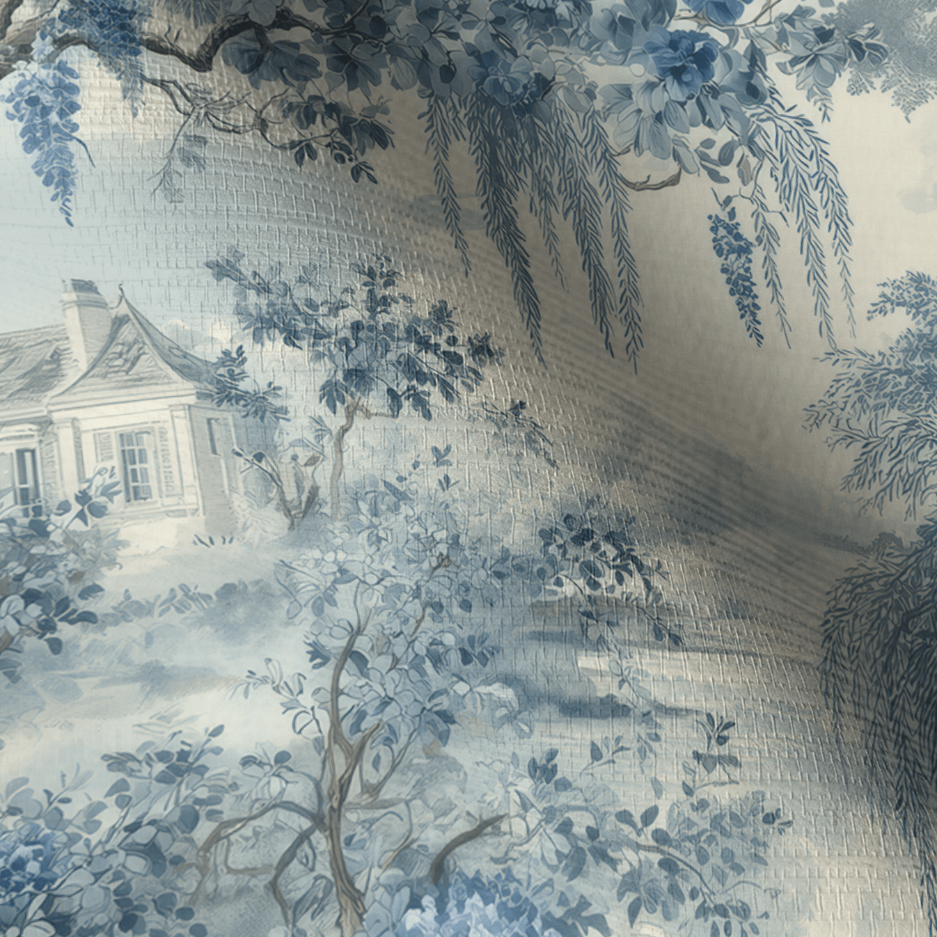 Blue Willow Faux Grasscloth Wallpaper - Benton Lane Home - Painted Paper