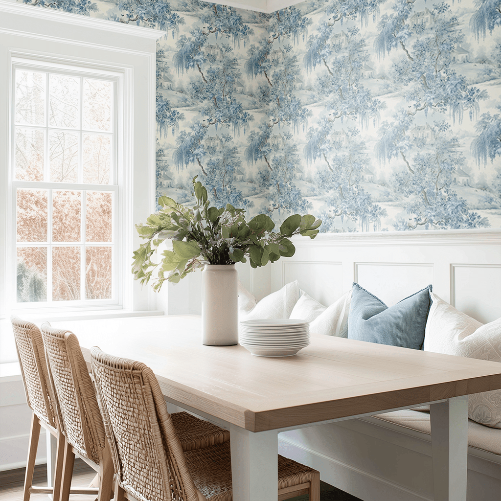 Blue Willow Wallpaper - Benton Lane Home - Painted Paper