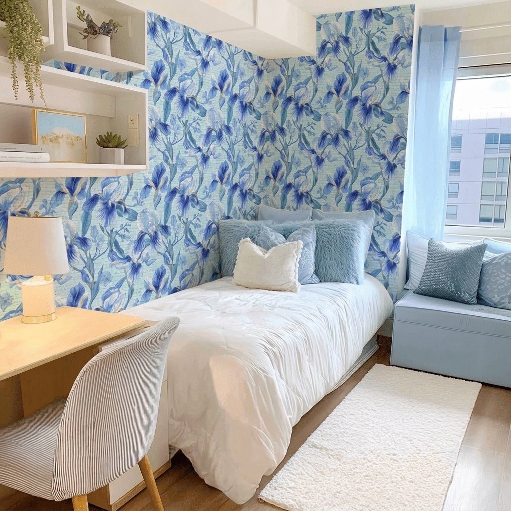 Blueberry Dream Faux Grasscloth Wallpaper - Lemon Park
