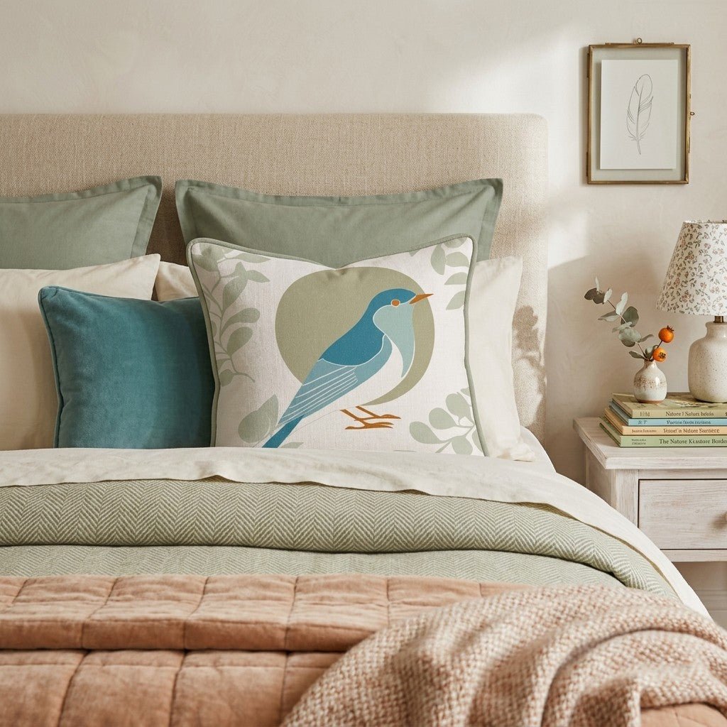 Bluebird Morning Throw Pillow - Benton Lane Home - Hillcroft Home