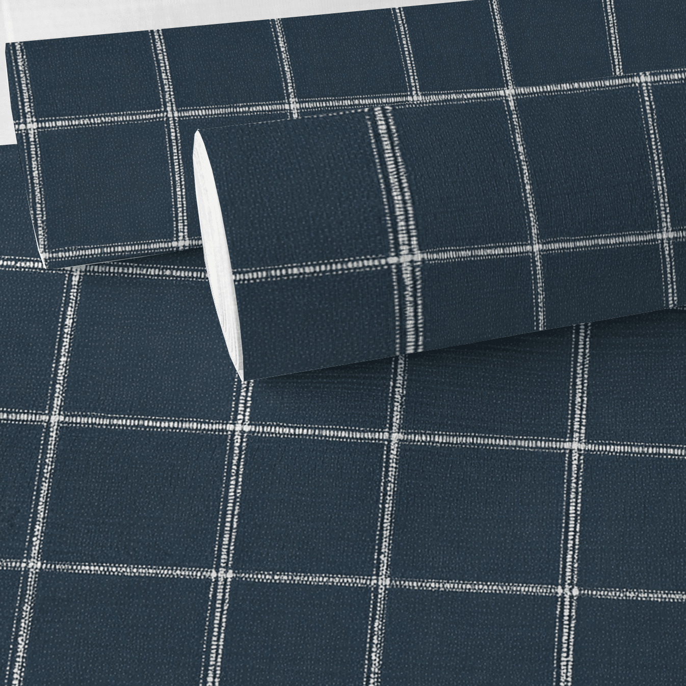 Blueford Check Faux Grasscloth Wallpaper - Lemon Park