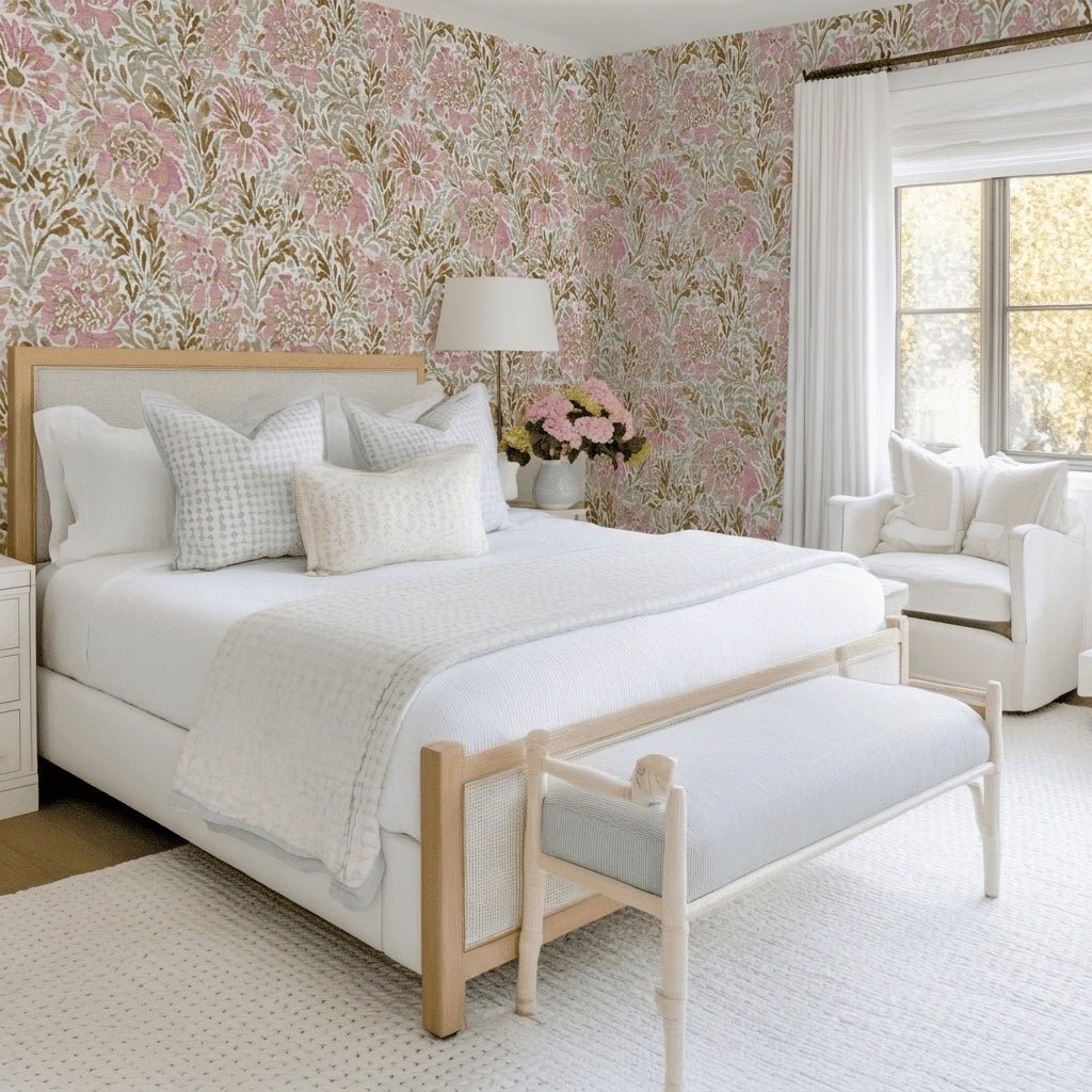 Blush Birch Faux Grasscloth Wallpaper - Lemon Park