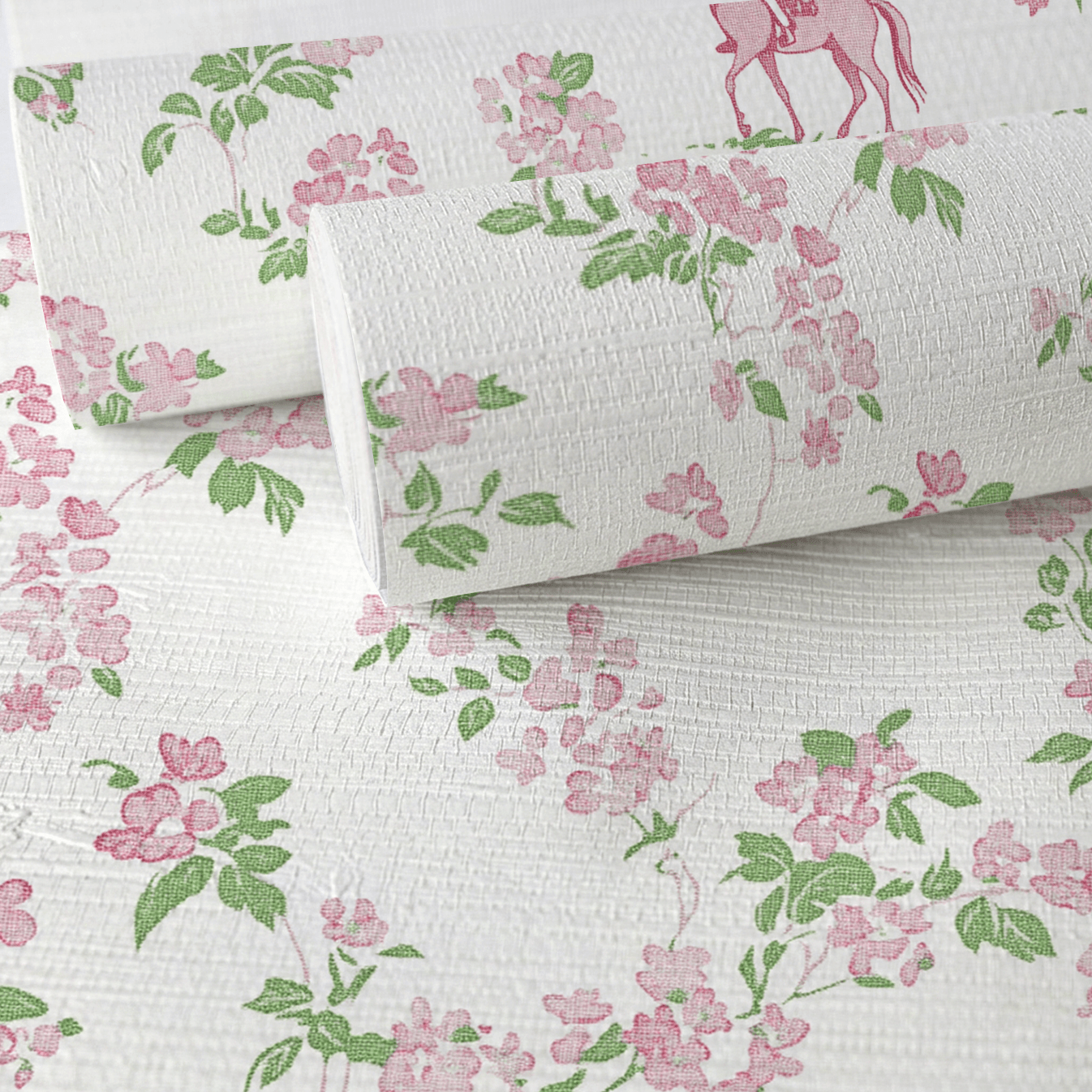 Blush Equestrian Faux Grasscloth Wallpaper - Lemon Park