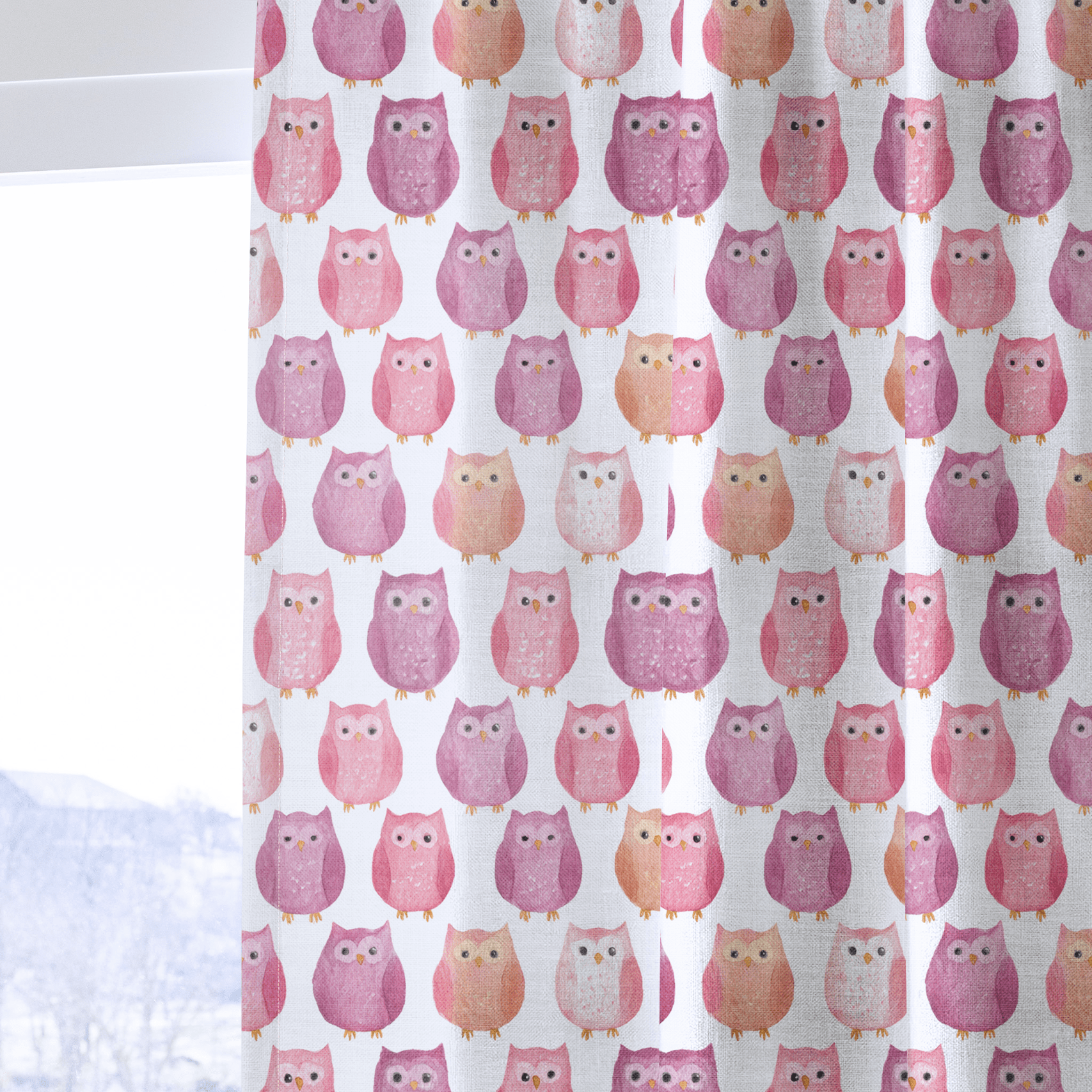 Blush Owls - Drapery - Benton Lane Home - Lemon Park