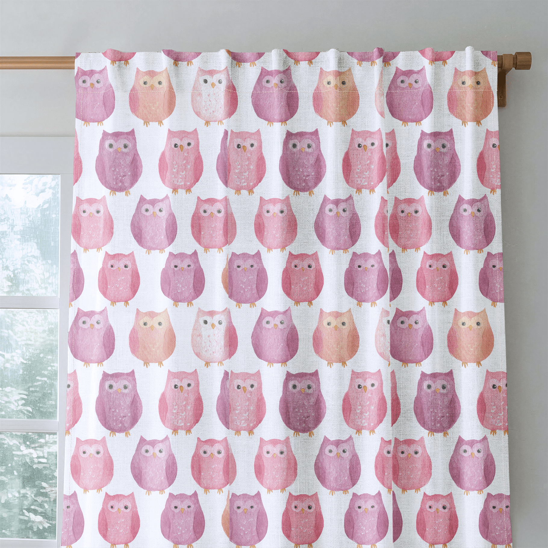 Blush Owls - Drapery - Benton Lane Home - Lemon Park