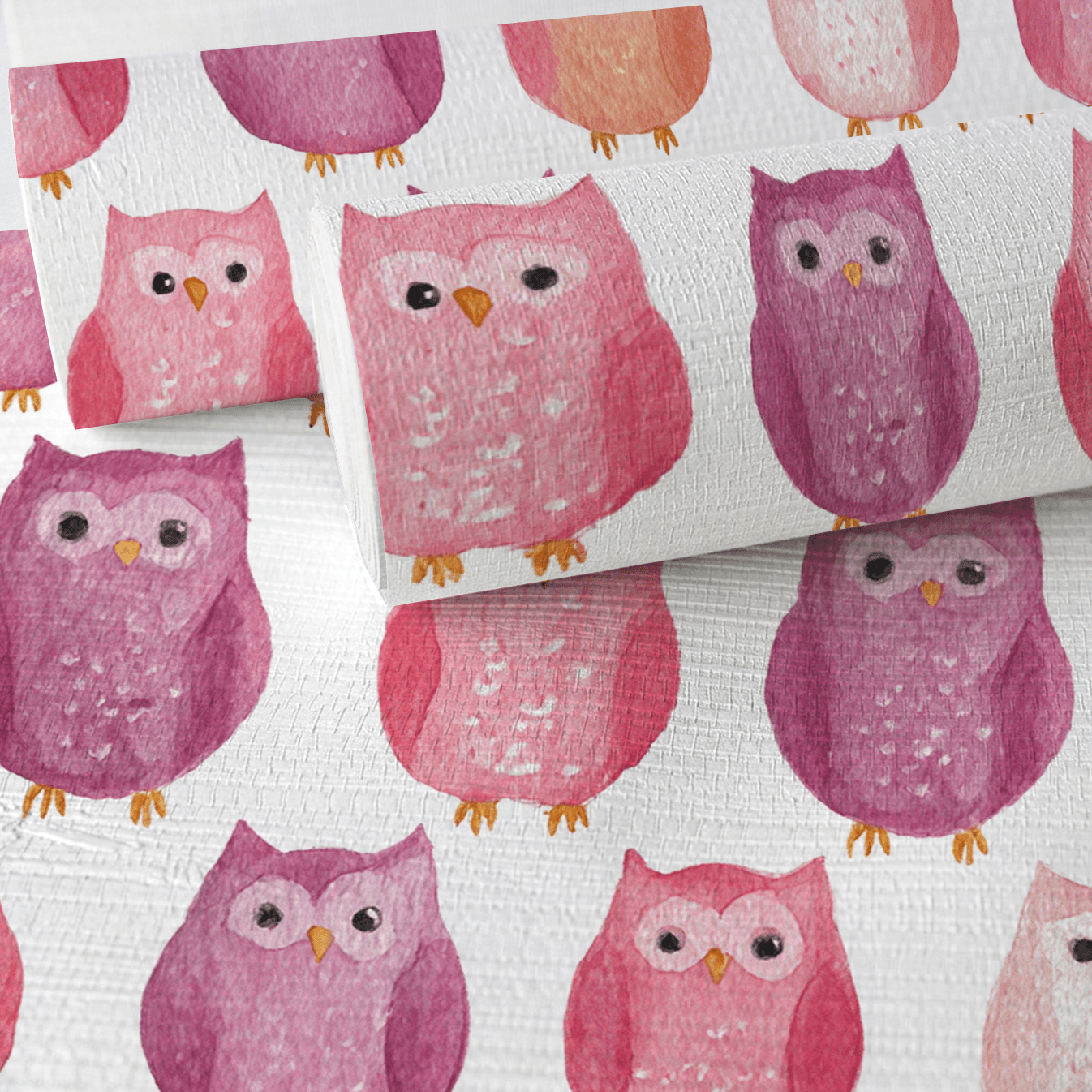 Blush Owls Faux Grasscloth Wallpaper - Lemon Park
