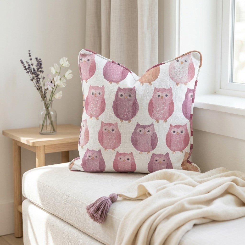 Blush Owls Throw Pillow - Benton Lane Home - Lemon Park