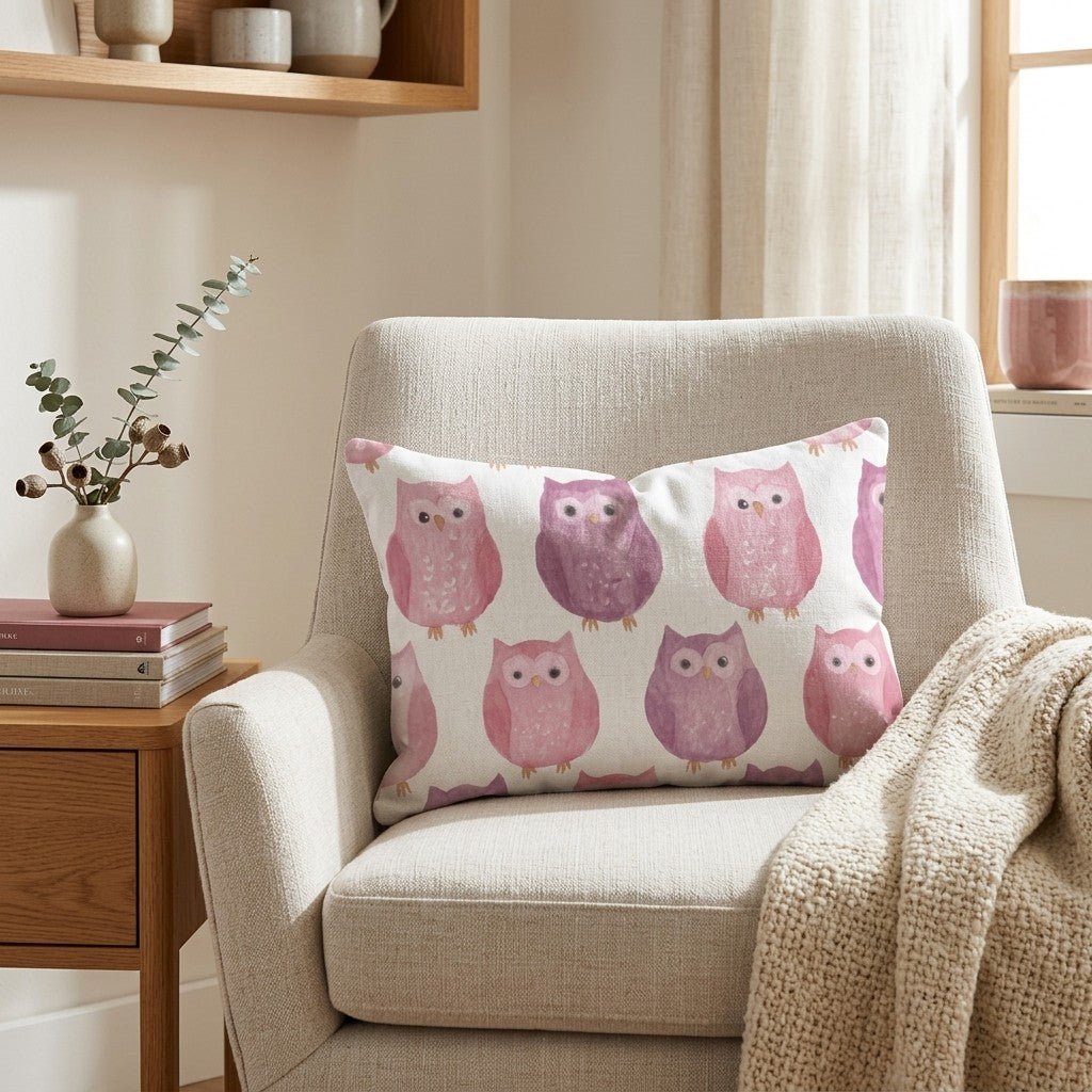 Blush Owls Throw Pillow - Benton Lane Home - Lemon Park