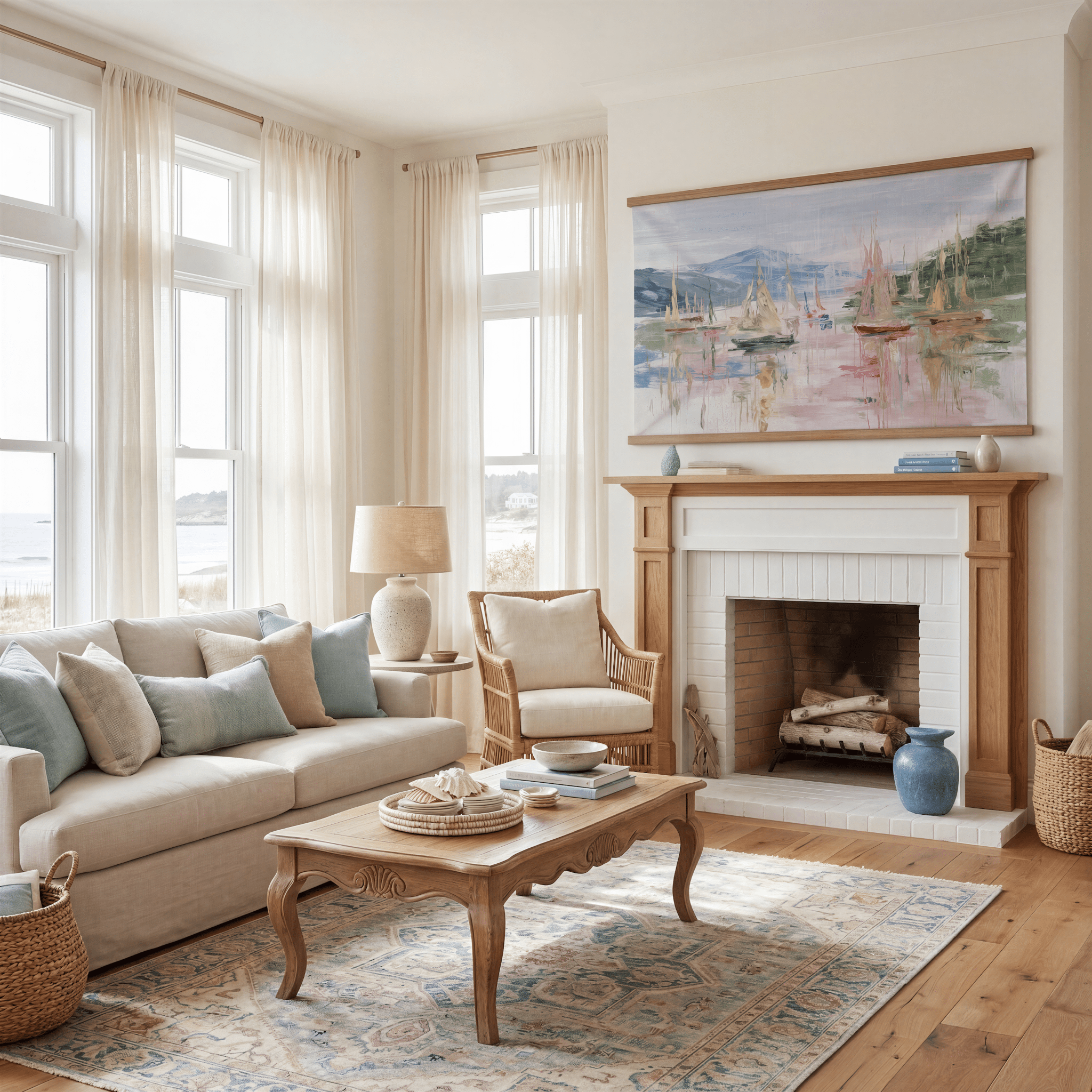 Boats in the Bay - Tapestry - Benton Lane Home - Lemon Park
