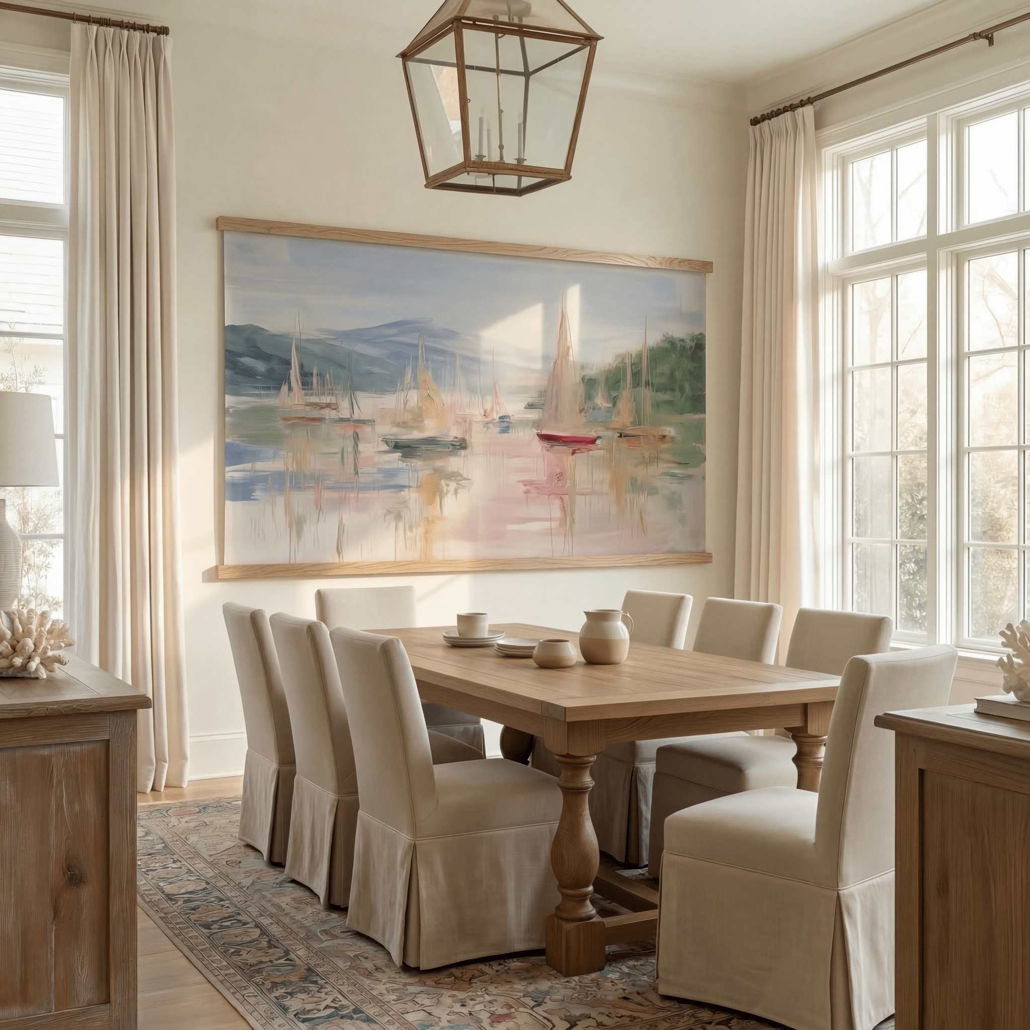 Boats in the Bay - Tapestry - Benton Lane Home - Lemon Park