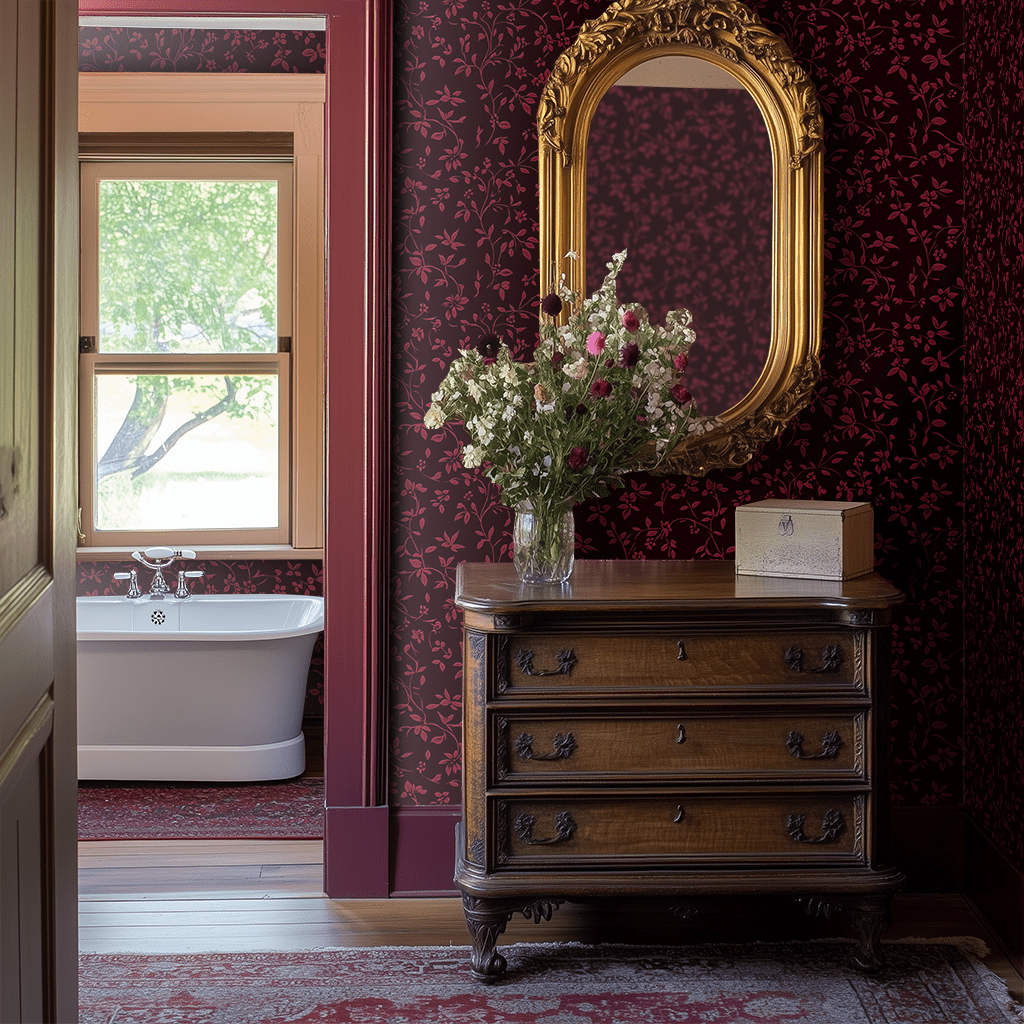 Bordeaux Blossom Wallpaper - Benton Lane Home - Painted Paper