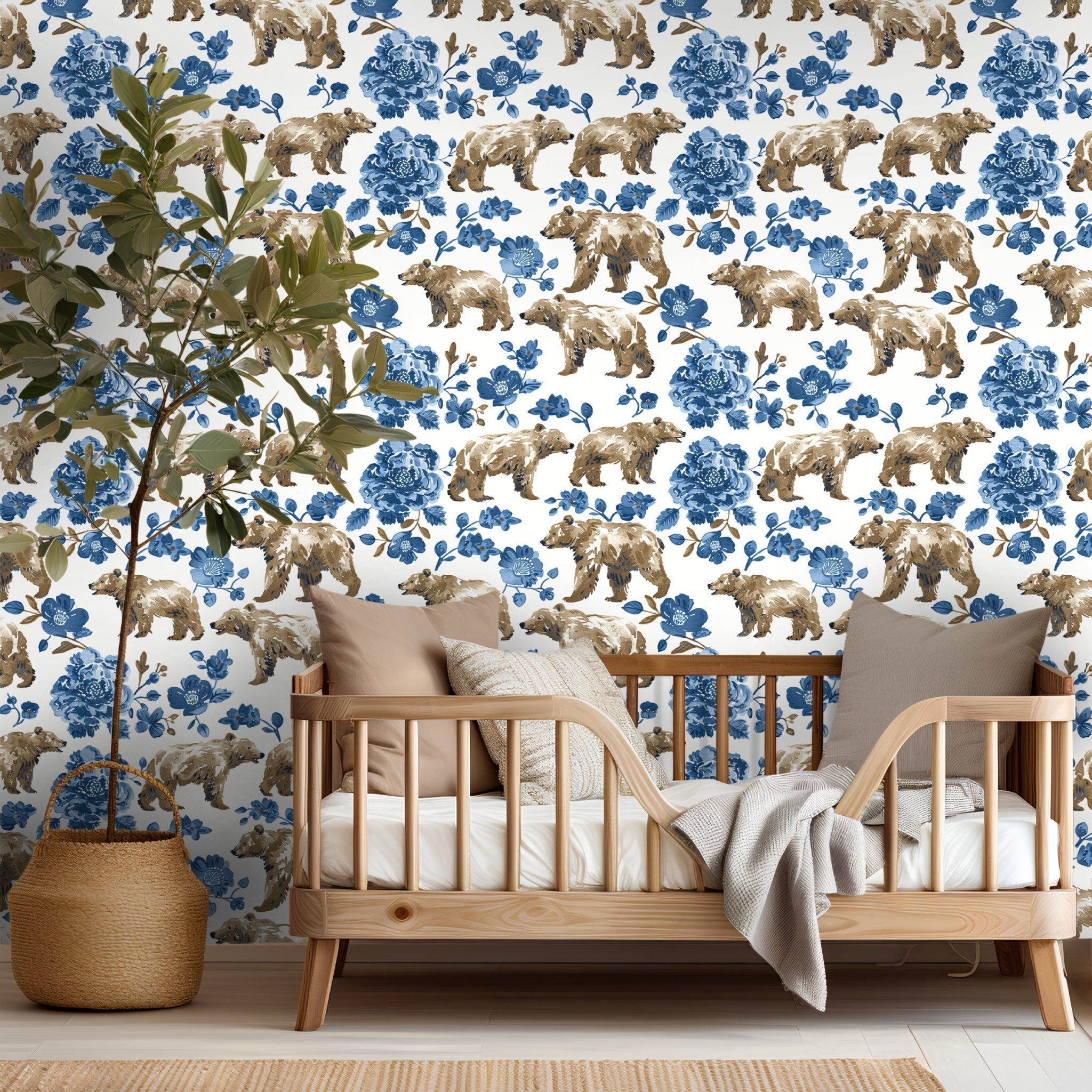 Boreal Blooms & Bears Wallpaper - Benton Lane Home - Painted Paper