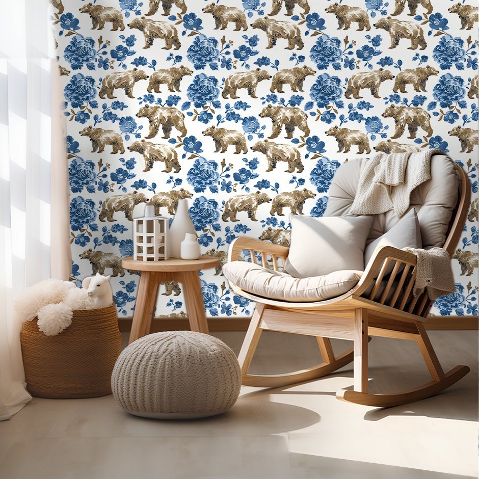 Boreal Blooms & Bears Wallpaper - Benton Lane Home - Painted Paper