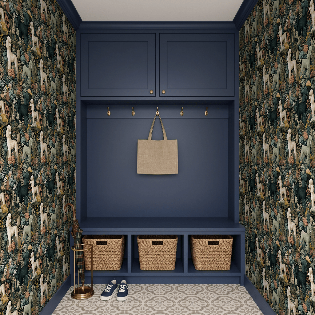 Botanical Poodles Wallpaper - Painted Paper