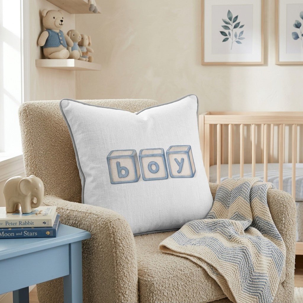 Boy Blocks Throw Pillow - Benton Lane Home - Hillcroft Home