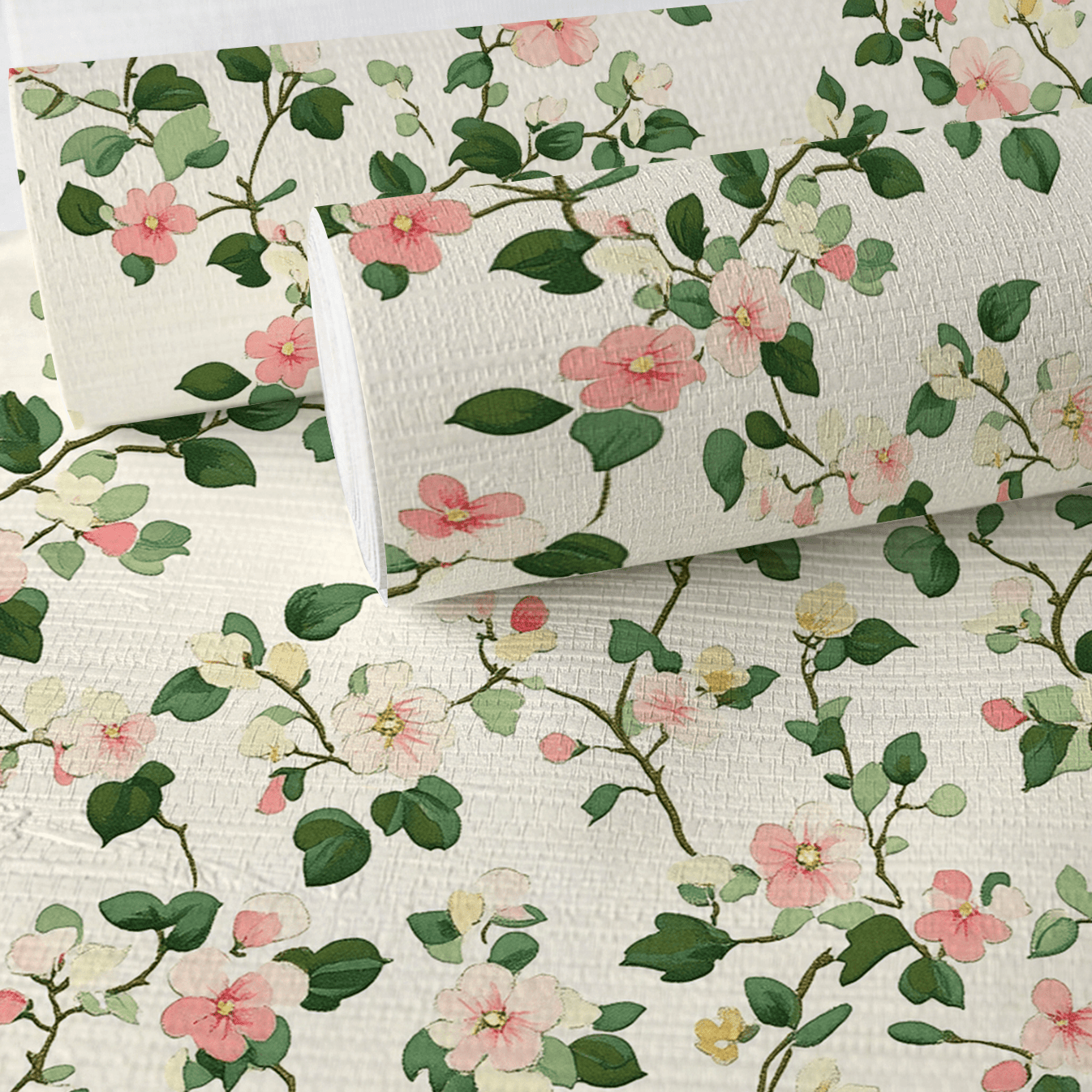 Brand New Blooms Faux Grasscloth Wallpaper - Lemon Park