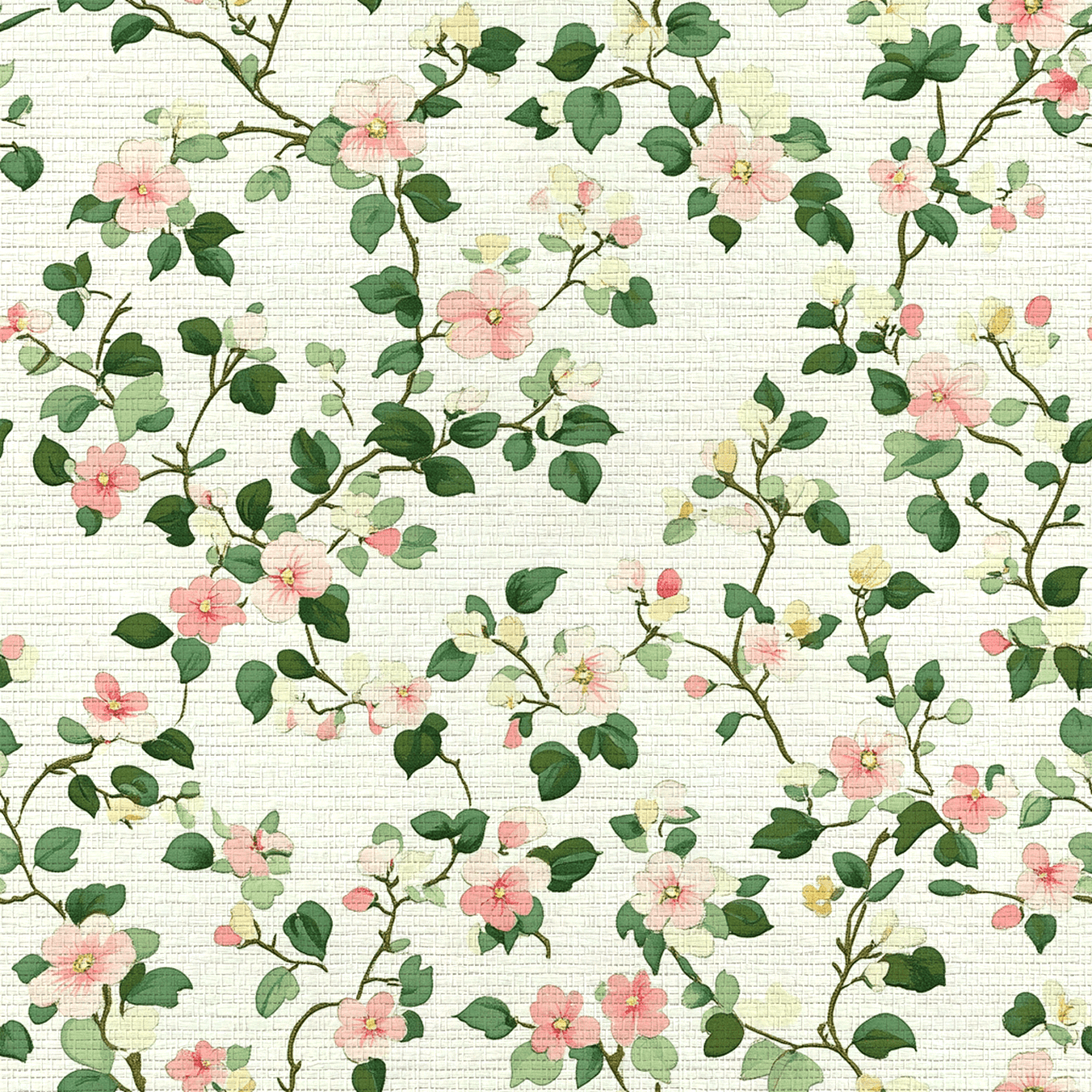 Brand New Blooms Faux Grasscloth Wallpaper - Lemon Park