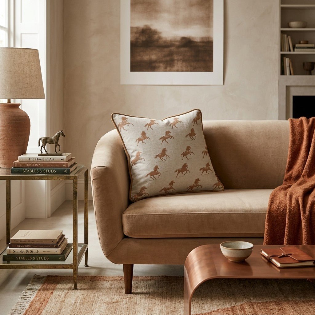 Brown Horse Pattern Throw Pillow - Benton Lane Home - Hillcroft Home
