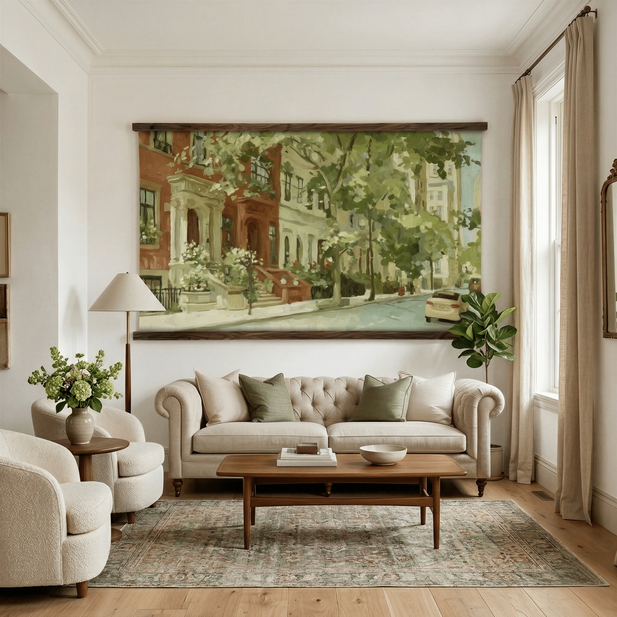 Brownstone Morning - Tapestry - Benton Lane Home - Lemon Park